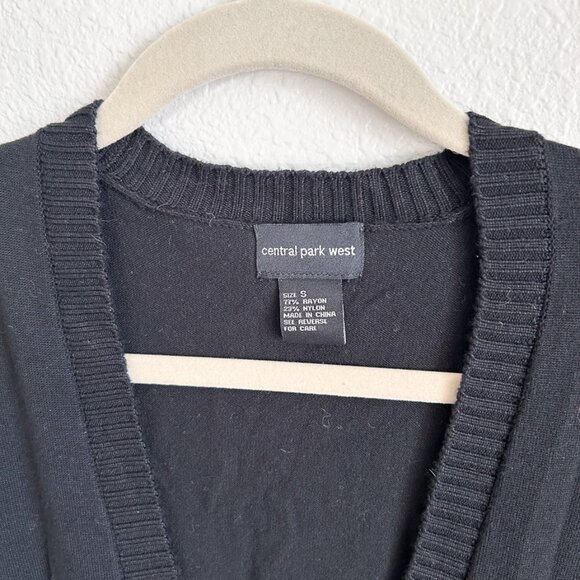 Y2K Central Park West Draped Back Cardigan Sweater β Black V-Neck Button Front - Picture 7 of 9